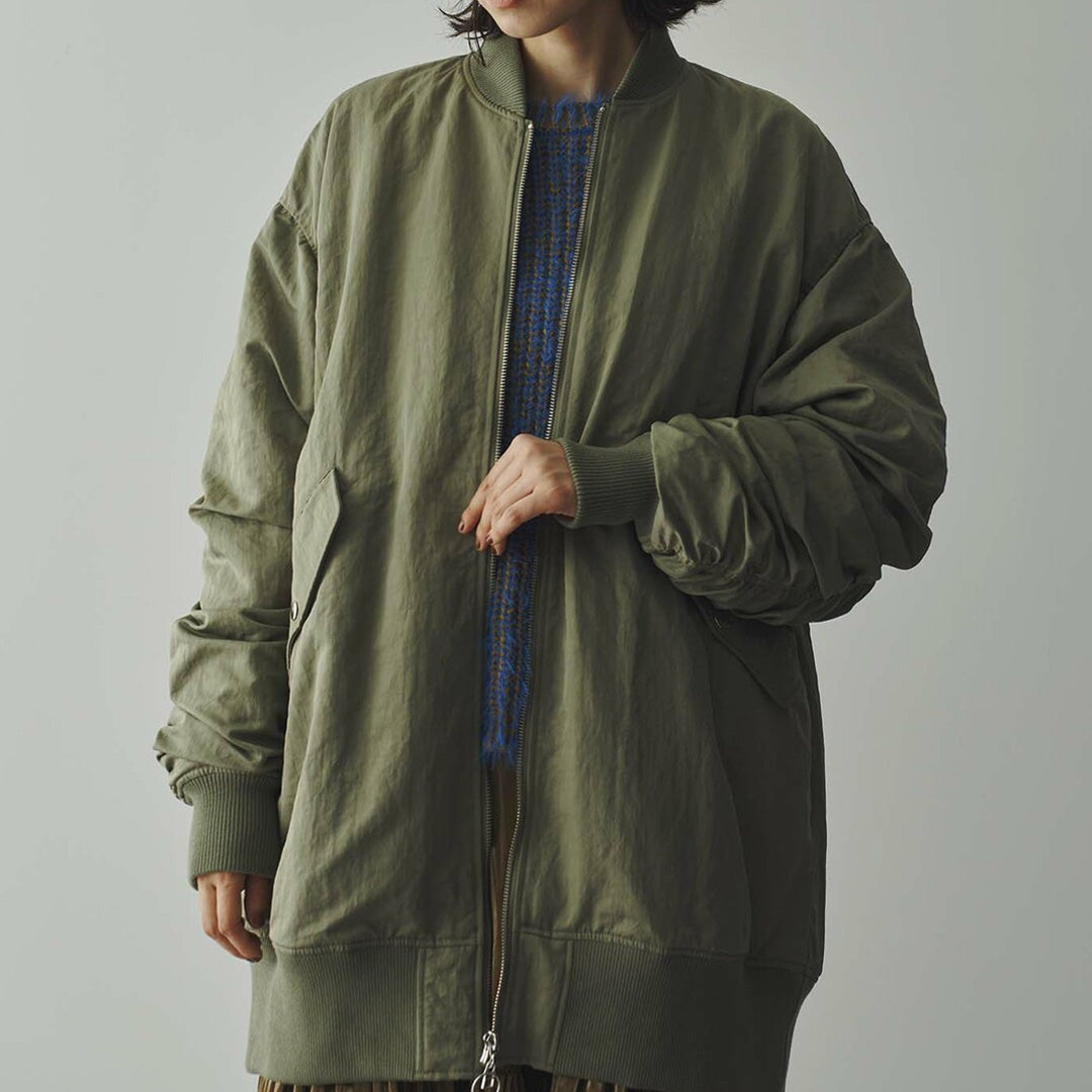 ロング　MA-1 カーキ CHIC STYLE ma1 ma-1 MA1ロングブルゾン 「大きいサイズ有